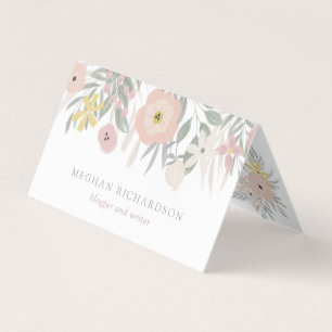 Pretty Pink Floral Bouquet on White Business Card