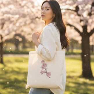 Pretty Pink Floral Branch Spring Blossom Tote Bag