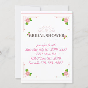 Pretty Pink Floral Bridal Shower Invitation