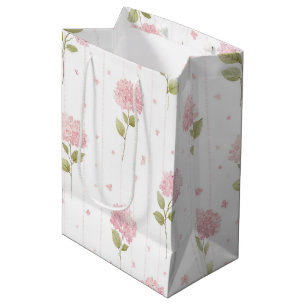 Pretty Pink Floral Bridal Shower Medium Gift Bag