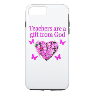 PRETTY PINK FLORAL CHRISTIAN TEACHER DESIGN iPhone 8 PLUS/7 PLUS CASE