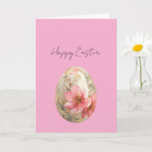 Pretty Pink Floral Easter Egg Card
