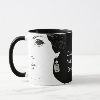 Pretty pink floral fashion girl face femme mug