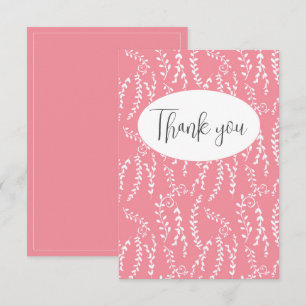 Pretty Pink Floral Flat Thank You Card