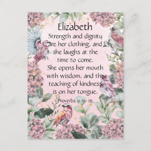 Pretty Pink Floral Garden Birds Proverbs 31 Bible  Postcard