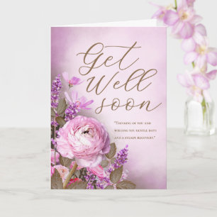Pretty Pink Floral Get Well Soon Personalised Card