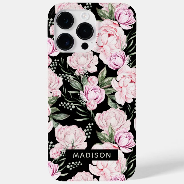 Pretty Pink Floral Girly Pattern Personalised Case-Mate iPhone Case (Back)