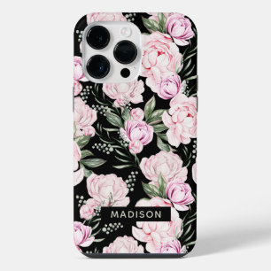 Pretty Pink Floral Girly Pattern Personalised iPhone 14 Pro Max Case