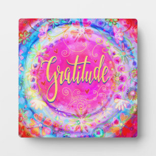 Pretty Pink Floral Gratitude Inspirational Easel Plaque