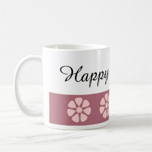 Pretty Pink Floral Happy Birthday Coffee Mug