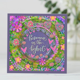 Pretty Pink Floral Hearts Hosanna Easter Card