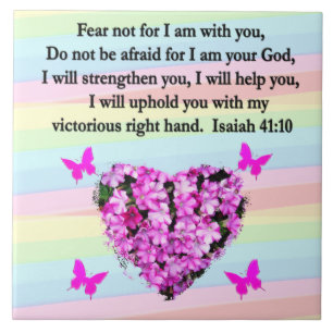 PRETTY PINK FLORAL ISAIAH 41:10 DESIGN CERAMIC TILE