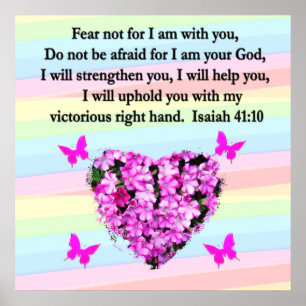 PRETTY PINK FLORAL ISAIAH 41:10 DESIGN POSTER