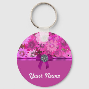 Pretty pink floral key ring