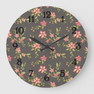 Pretty Pink Floral Large Clock