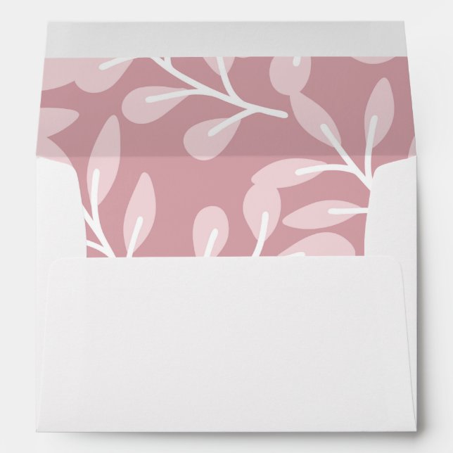 Pretty pink floral lined wedding invitation envelope (Back (Bottom))