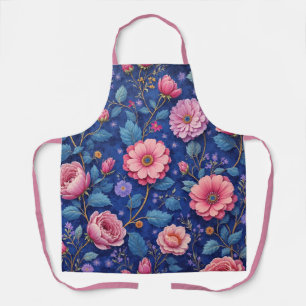 Pretty pink floral pattern apron