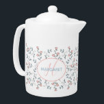 Pretty Pink Floral Pattern Custom Monogram<br><div class="desc">Pretty Pink Floral Pattern Custom Monogram. Pretty blush pink flowers and powder blue foliage accent. Sweet wispy florals and foliage. Hand drawn floral line art with watercolor detail. This girly French country design is great for many gifts and occasions. Enjoy a trendy and elegant print for your next gift giving...</div>