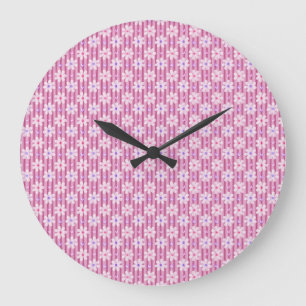 Pretty Pink Floral Pattern Large Clock