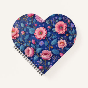 Pretty pink floral pattern notebook