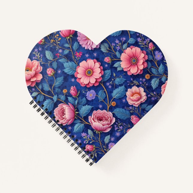 Pretty pink floral pattern notebook (Front)
