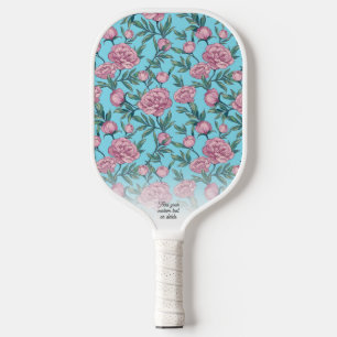 Pretty Pink Floral Pattern Personalised Text Name  Pickleball Paddle