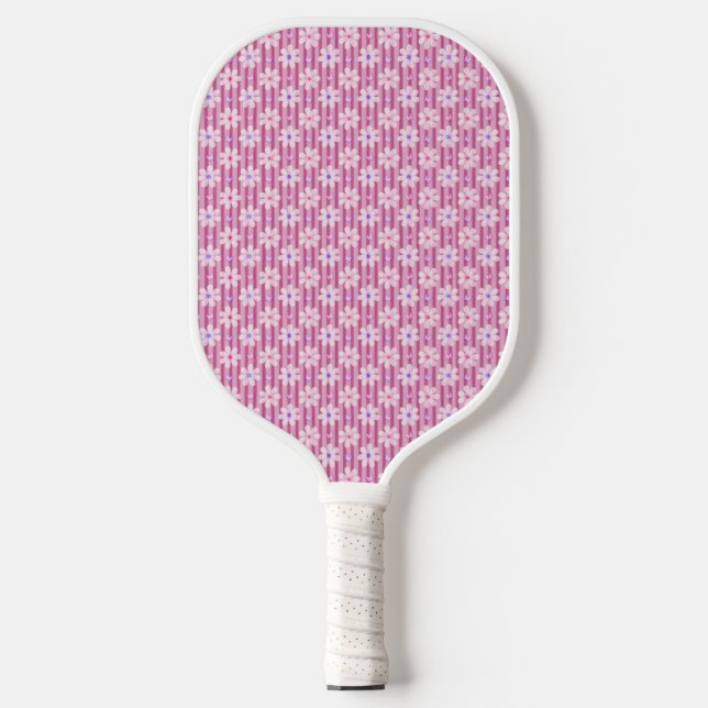 Pretty Pink Floral Pattern Pickleball Paddle (Front)