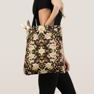 Pretty Pink Floral Pattern, yellow Tote Bag