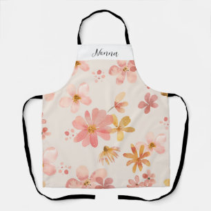 Pretty Pink Floral Personalized Nonna  Apron