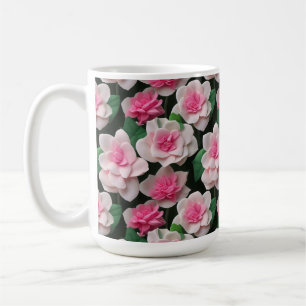 Pretty pink floral pink roses pink dahlias peonies coffee mug