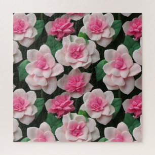 Pretty pink floral pink roses pink dahlias peonies jigsaw puzzle