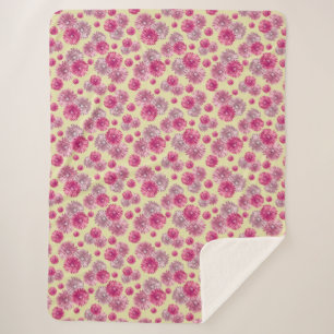 Pretty Pink Floral Sherpa Blanket For Her