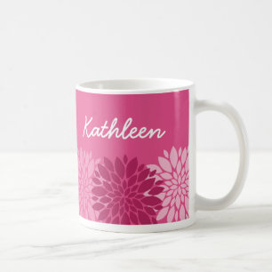 Pretty Pink Floral Trio with Name Coffee Mug