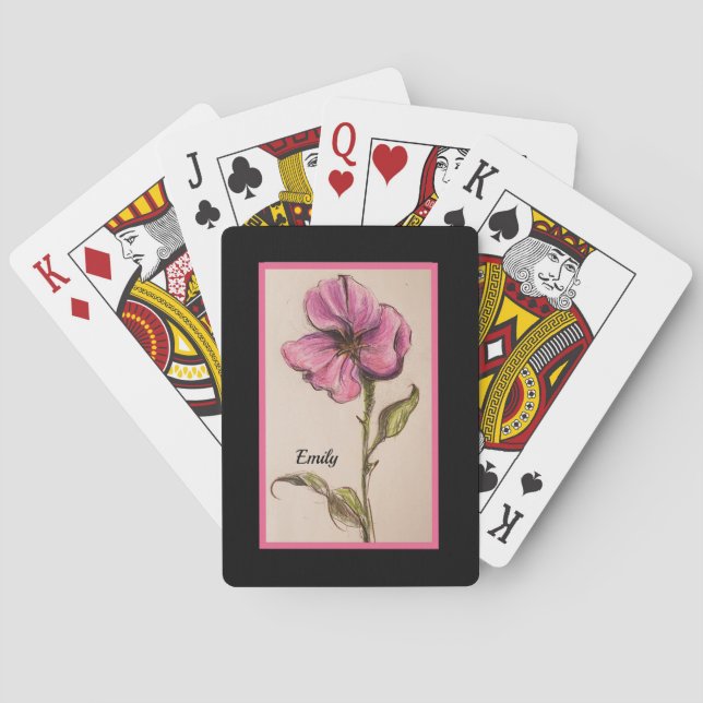 PRETTY PINK FLORAL WITH NAME PLAYING CARDS (Back)