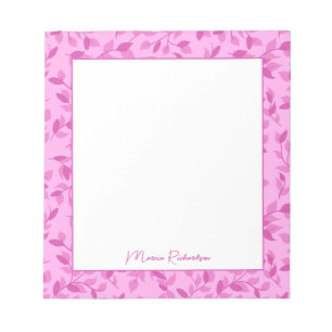 Pretty Pink Florals Modern Script Personalised Notepad