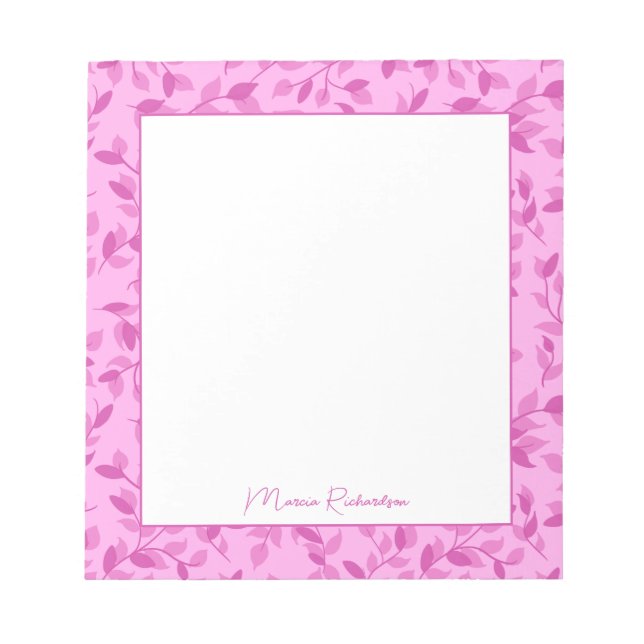 Pretty Pink Florals Modern Script Personalised Notepad (Front)