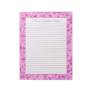 Pretty Pink Florals Personalised 8.5x11 Lined Notepad
