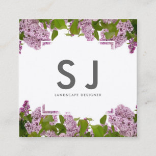 Pretty Pink Flower Botanical Landscape Designer Square Business Card