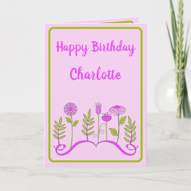 Pretty Pink Flower  Card (Front)