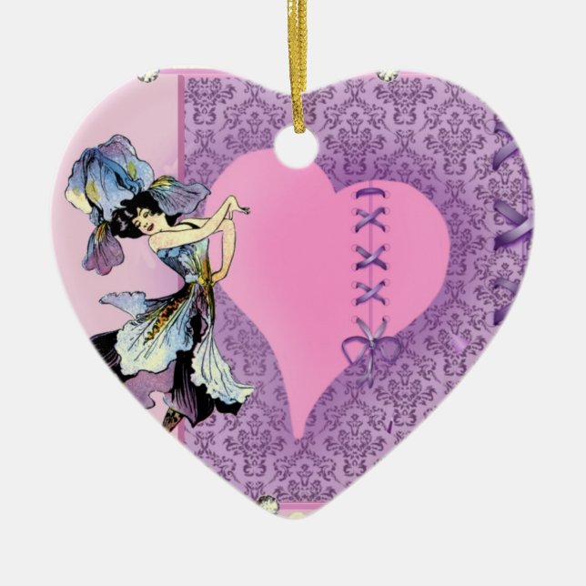 Pretty Pink Flower Fairy Accessories - add name Ceramic Ornament (Front)