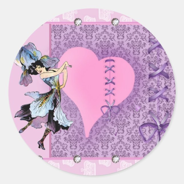 Pretty Pink Flower Fairy Accessories - add name Classic Round Sticker (Front)