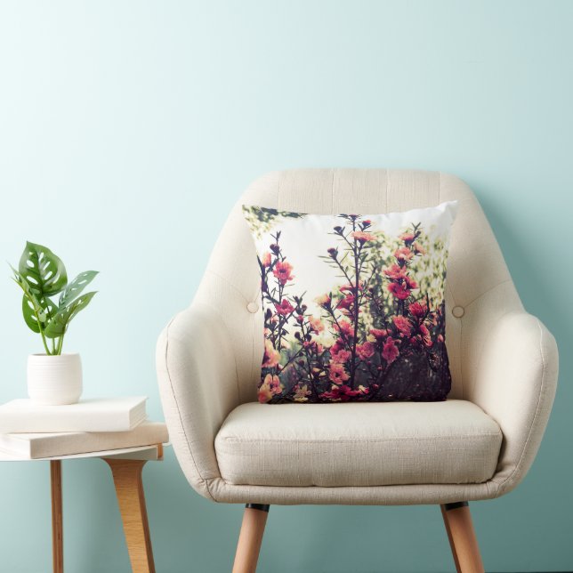 Pretty Pink Flower Meadow Cushion (Chair)