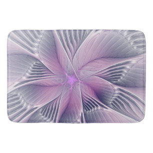 Pretty Pink Flower Modern Abstract Fractal Art Bath Mat