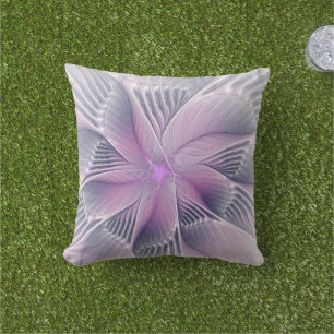 Pretty Pink Flower Modern Abstract Fractal Art Cushion