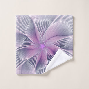 Pretty Pink Flower Modern Abstract Fractal Art Wash Cloth