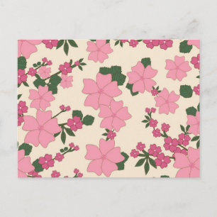 Pretty Pink Flower Pattern Postcard