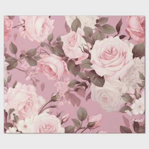 Pretty Pink Flower Pattern Wrapping Paper