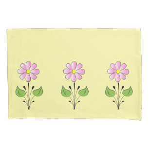 Pretty Pink Flower Pattern Yellow Blue Cute Pillowcase