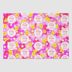 Pretty Pink Flower Personalised Baby Shower Tissue Paper