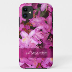 Pretty pink flower photograph personalised iPhone 11 case